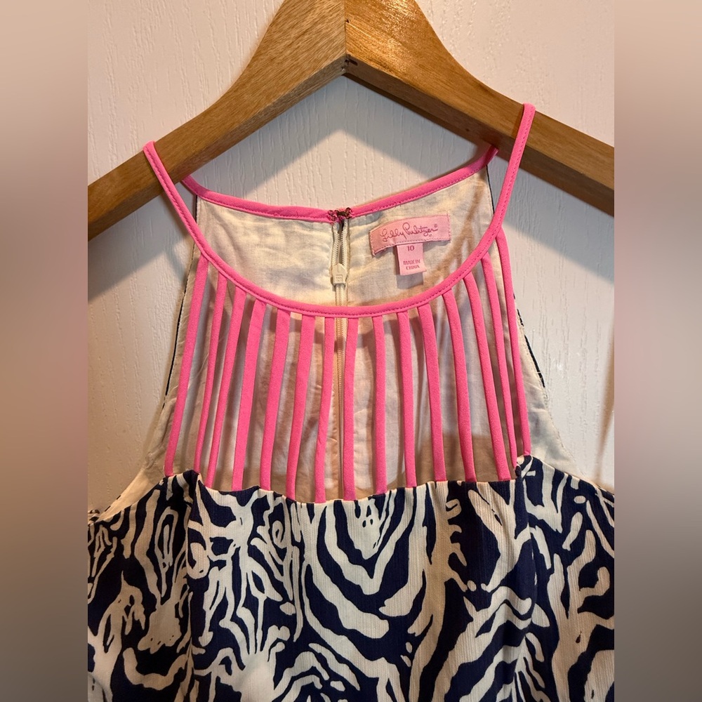 Lilly Pulitzer Pink and Navy Zebra Dress size 10 - Picture 5 of 9